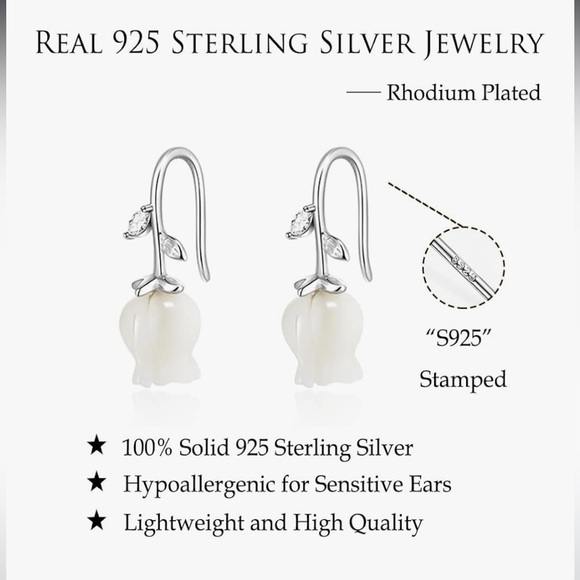 Sterling Silver 925 rose steam earrings - Picture 4 of 4